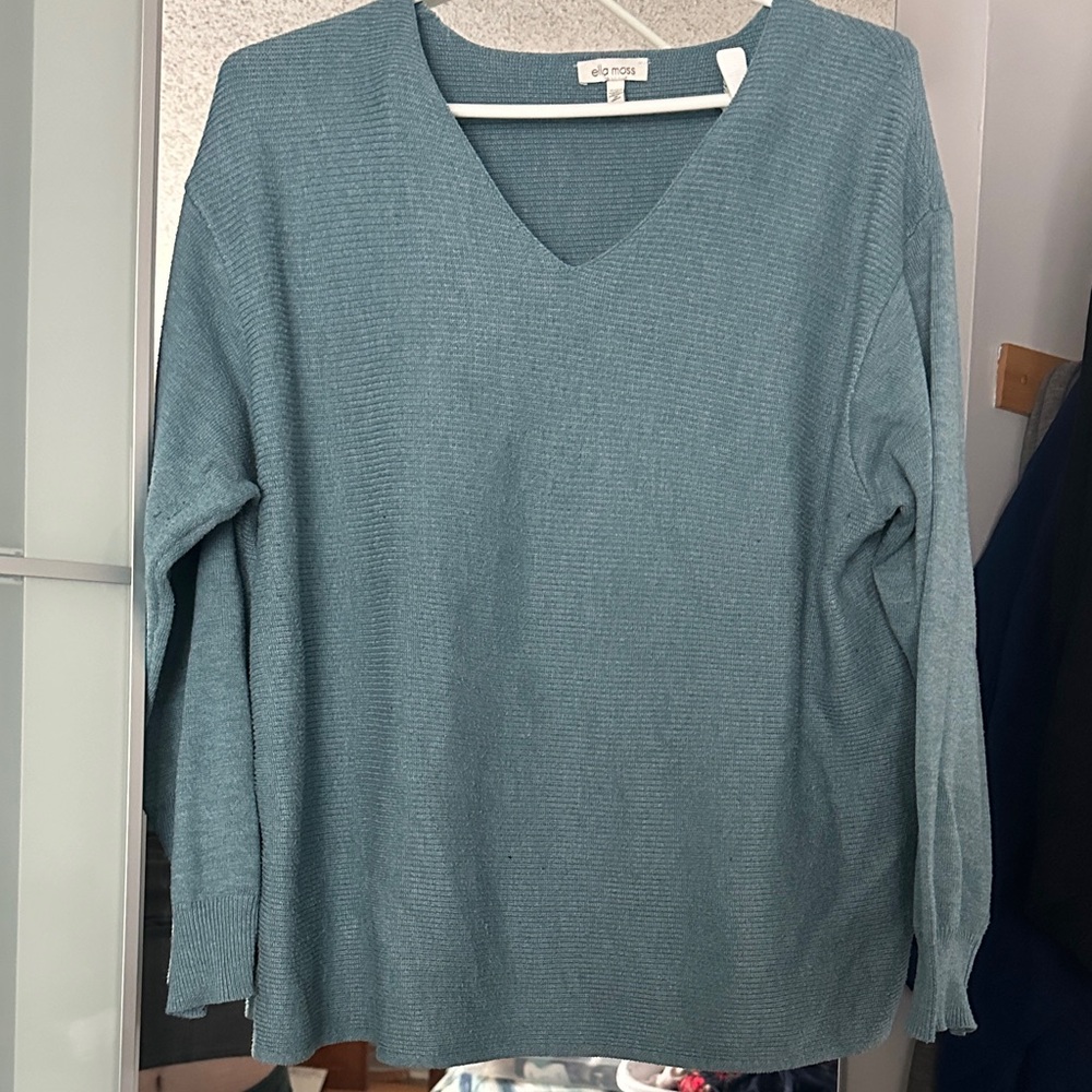 Ella Moss Blue V-Neck Sweater